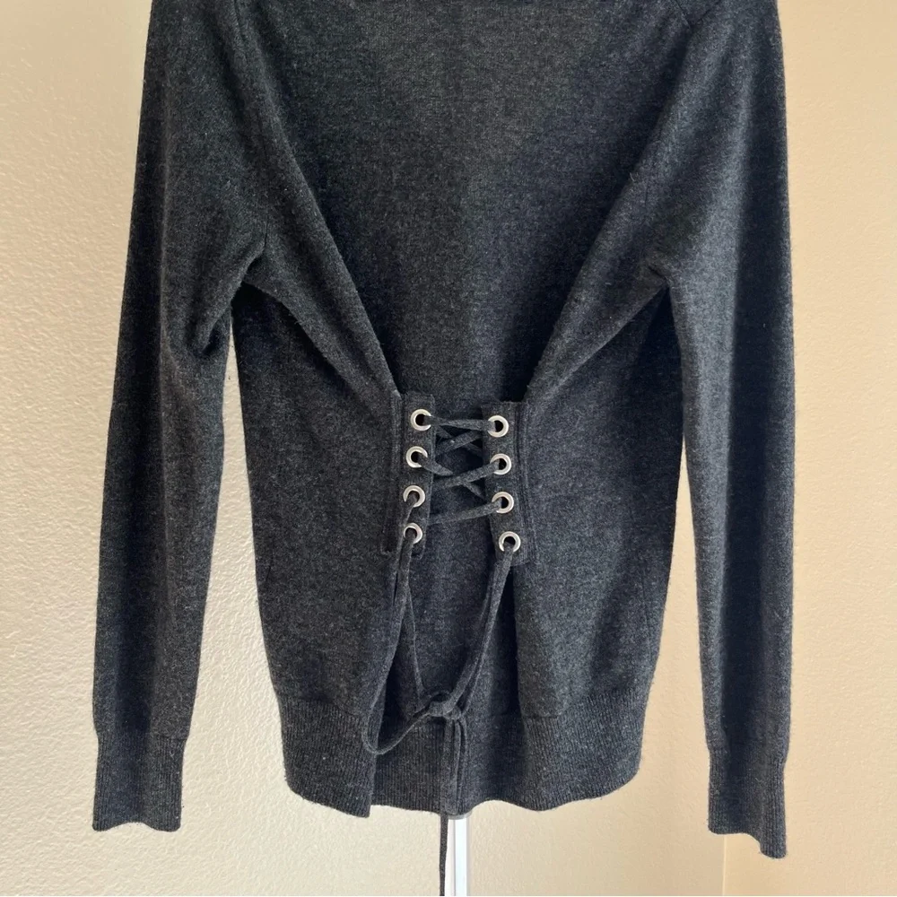 Sandro Paris Ivana Lace-up Corset Back Wool-cashmere Cardigan Sz 1 - Picture 6 of 11